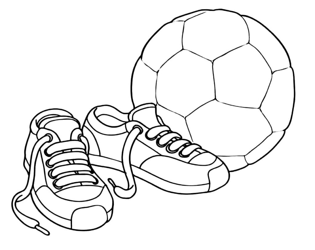 Desenho de Chuteiras e Bola para Colorir