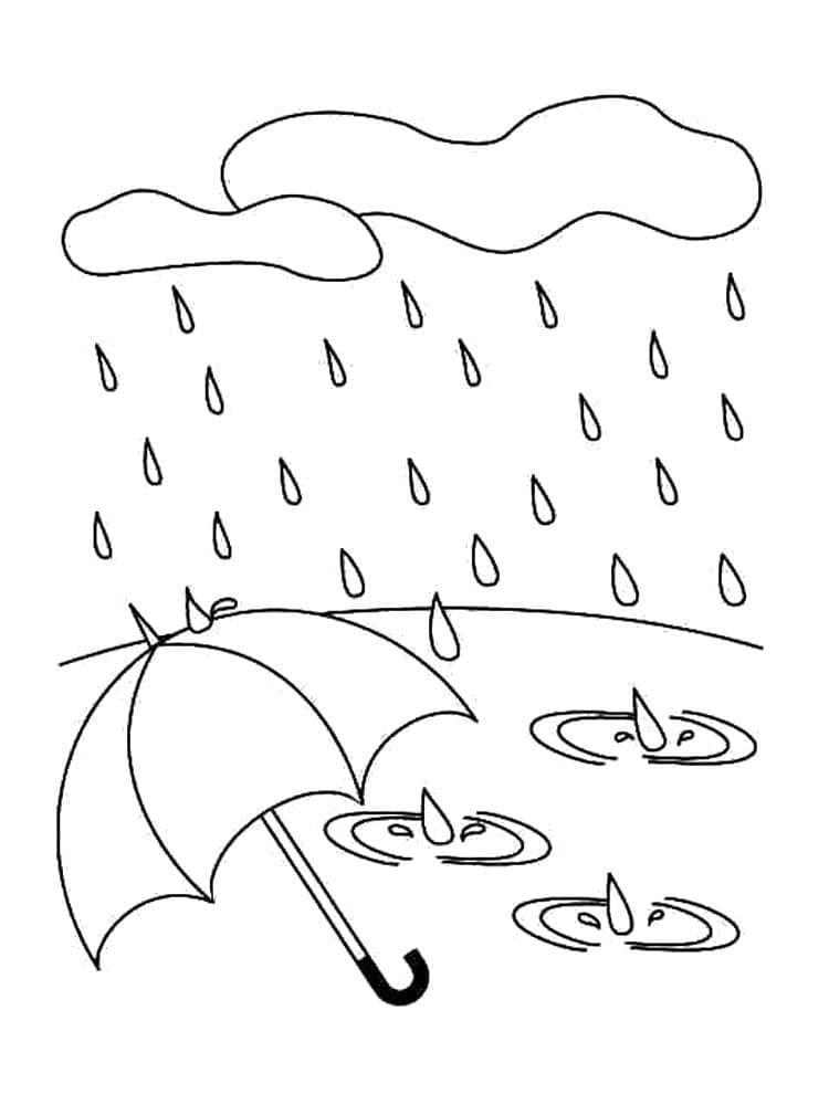 Desenho de Chuva e Guardá Chuva para Colorir