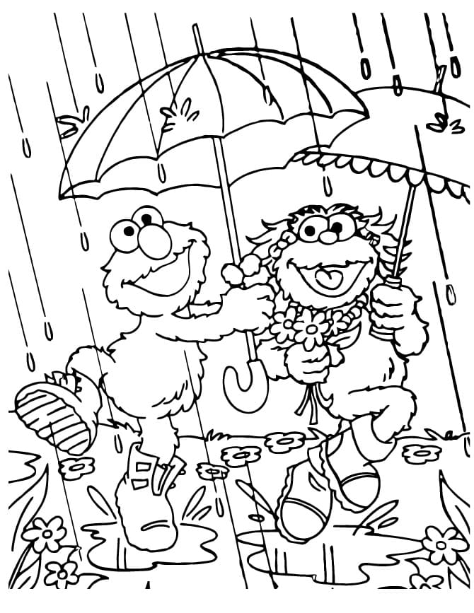 Desenho de Elmo na Chuva para Colorir