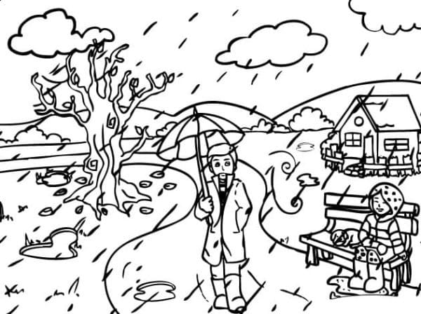 Desenho de Grande Chuva para Colorir