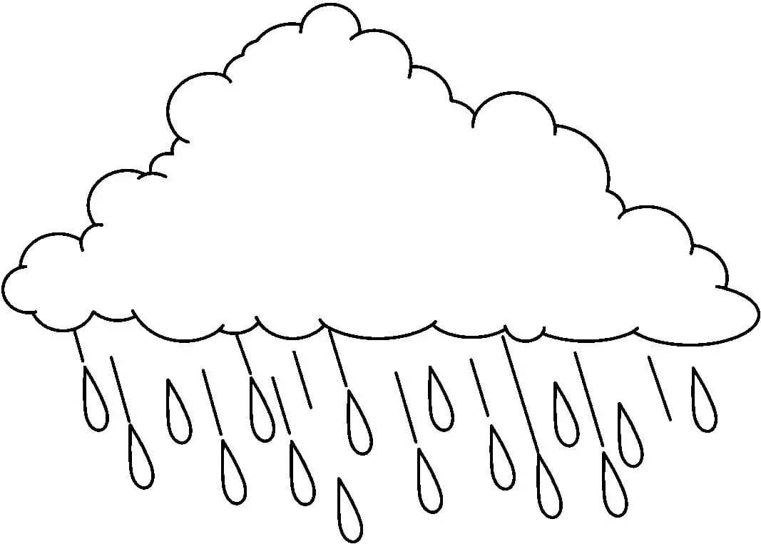 Desenho de Imagem da Nuvem de Chuva para Colorir