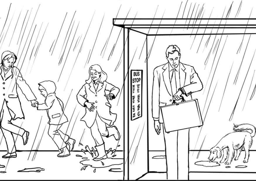 Desenho de Imagem de Chuva para Colorir