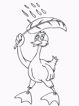 Desenho de Pato na Chuva para Colorir