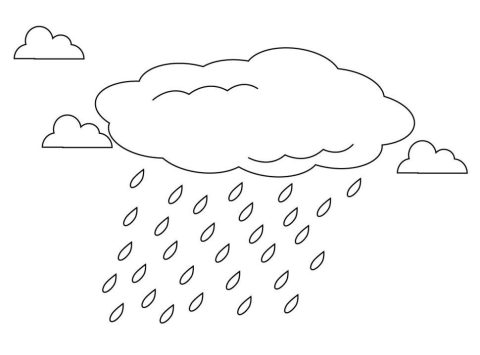 Desenho Simples de Nuvem com Muita Chuva para Baixar Pdf