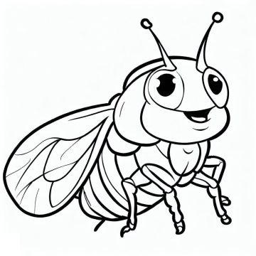 Desenho de Uma Cigarra Feliz para Colorir