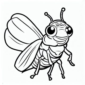 Desenho de Uma Cigarra Muito Feliz para Colorir