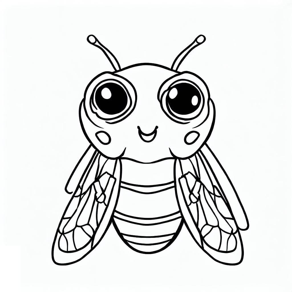 Desenho de uma Cigarra Muito Fofa para Colorir