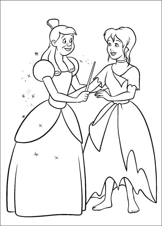 Desenho de Anastasia e Cinderela para Colorir