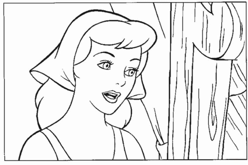 Desenho de Cara de Cinderela para Colorir