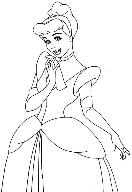 Desenho de Cinderela Alegre para Colorir