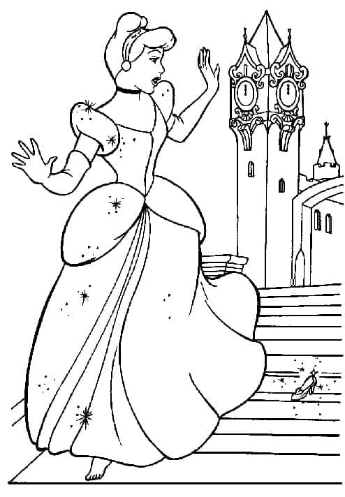 Desenho de Cinderela Correndo para Colorir