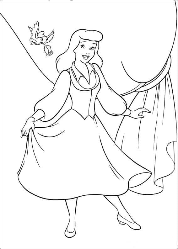 Desenho de Cinderela Feliz para Colorir