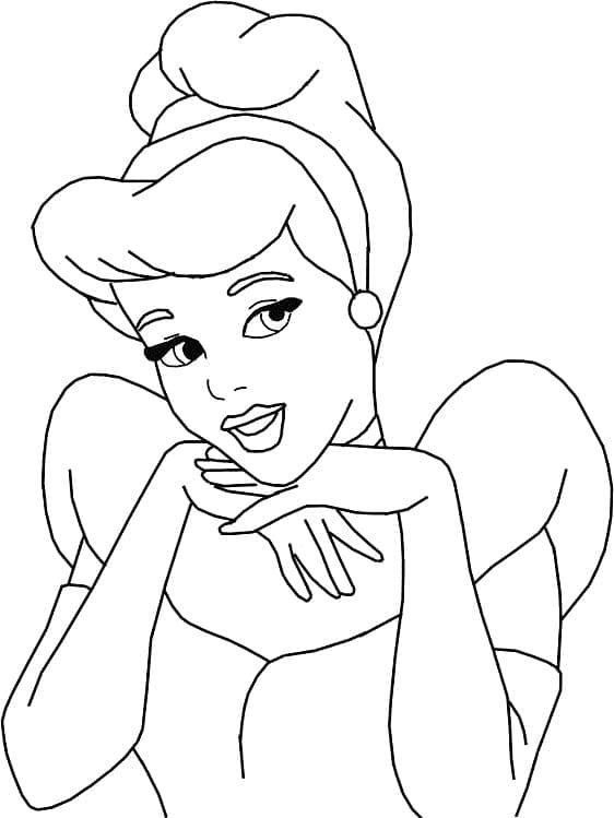 Desenho de Cinderela Sorridente para Colorir