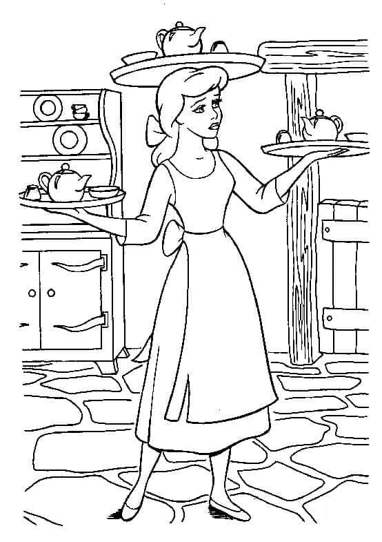 Desenho de Cinderela Triste para Colorir