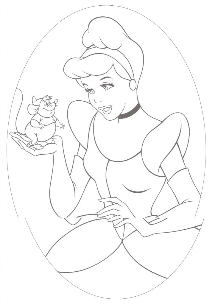 Desenho de Cinderela e Gus para Colorir
