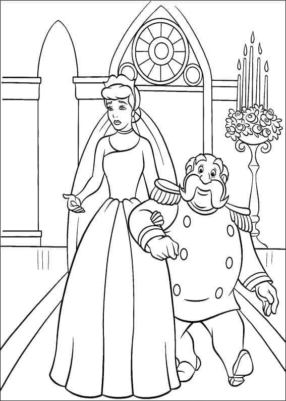 Desenho de Cinderela e Rei para Colorir