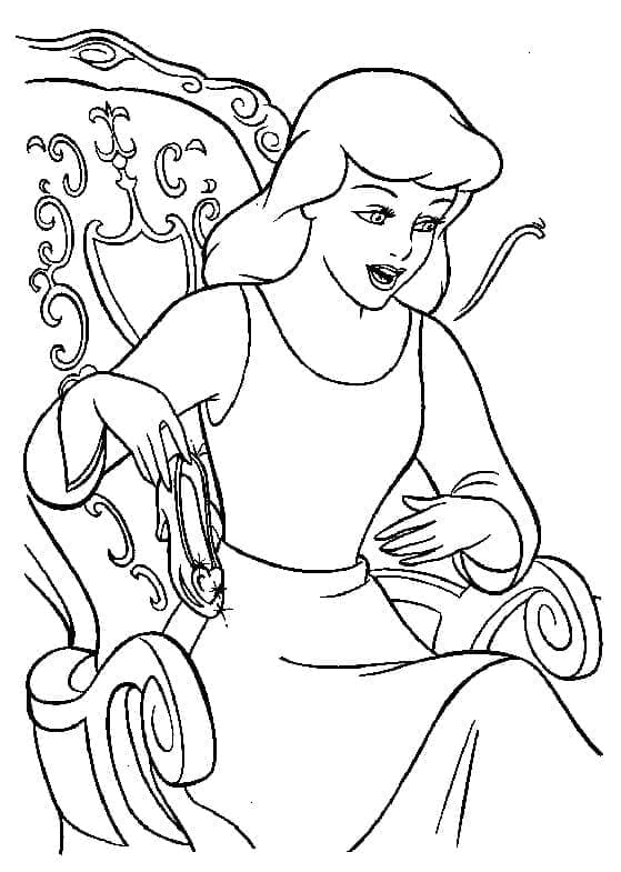 Desenho de Cinderela na Cadeira para Colorir