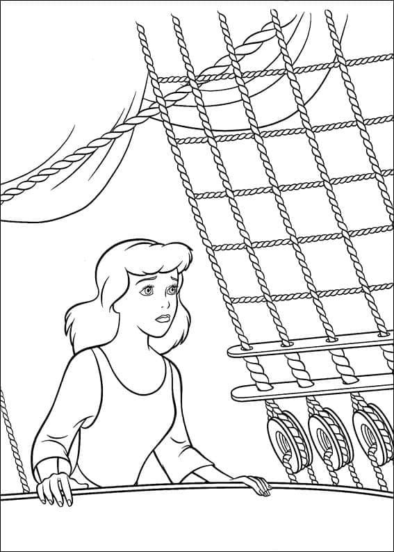 Desenho de Cinderela no Navio para Colorir