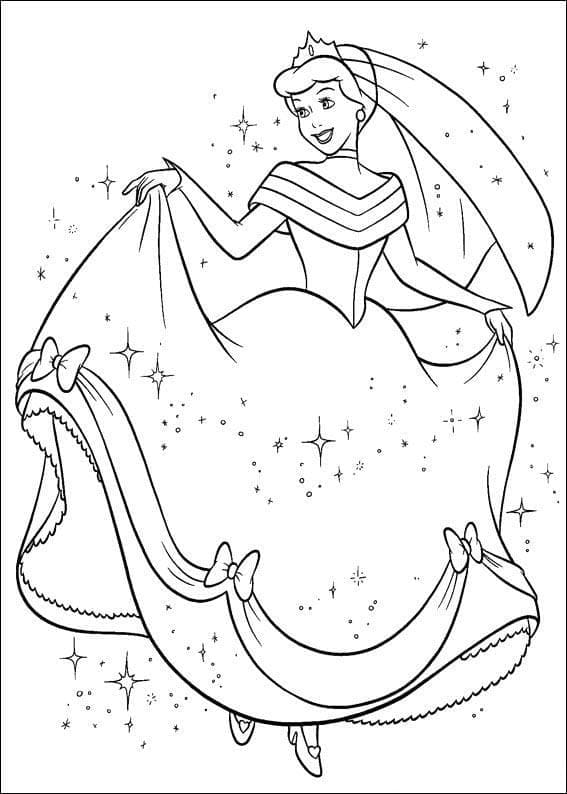 Desenho de Maravilhosa Princesa Cinderela para Colorir