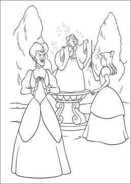 Desenho de Personagens de Cinderela para Colorir