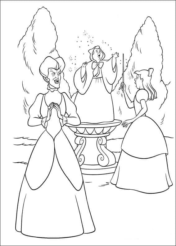 Desenho de Personagens de Cinderela para Colorir