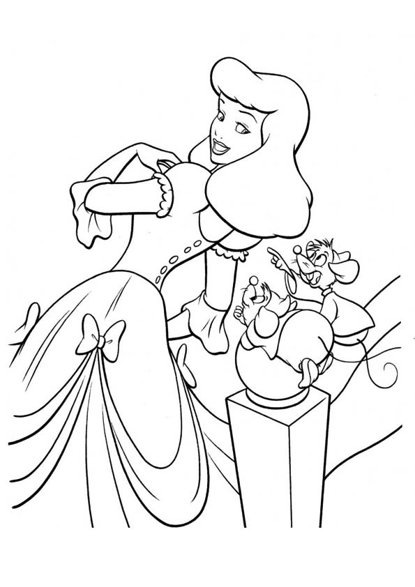 Desenho de Cinderela com Sapatinho para Imprimir