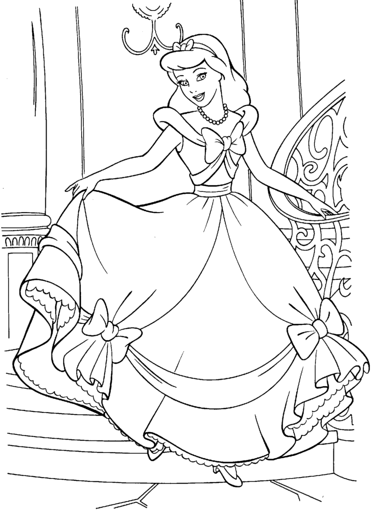 Desenho de Cinderela Grande para Colorir Pdf