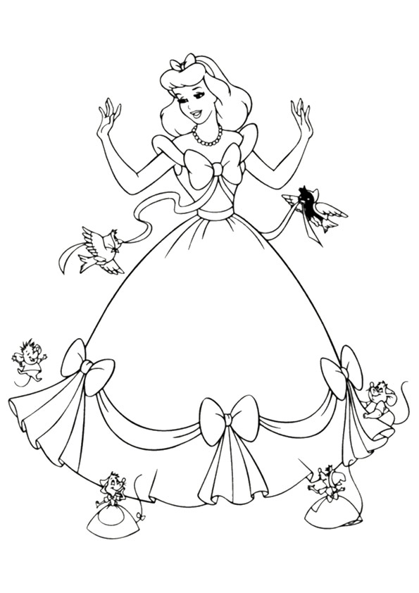 Desenho de Cinderela para Imprimir Lápis de Cor