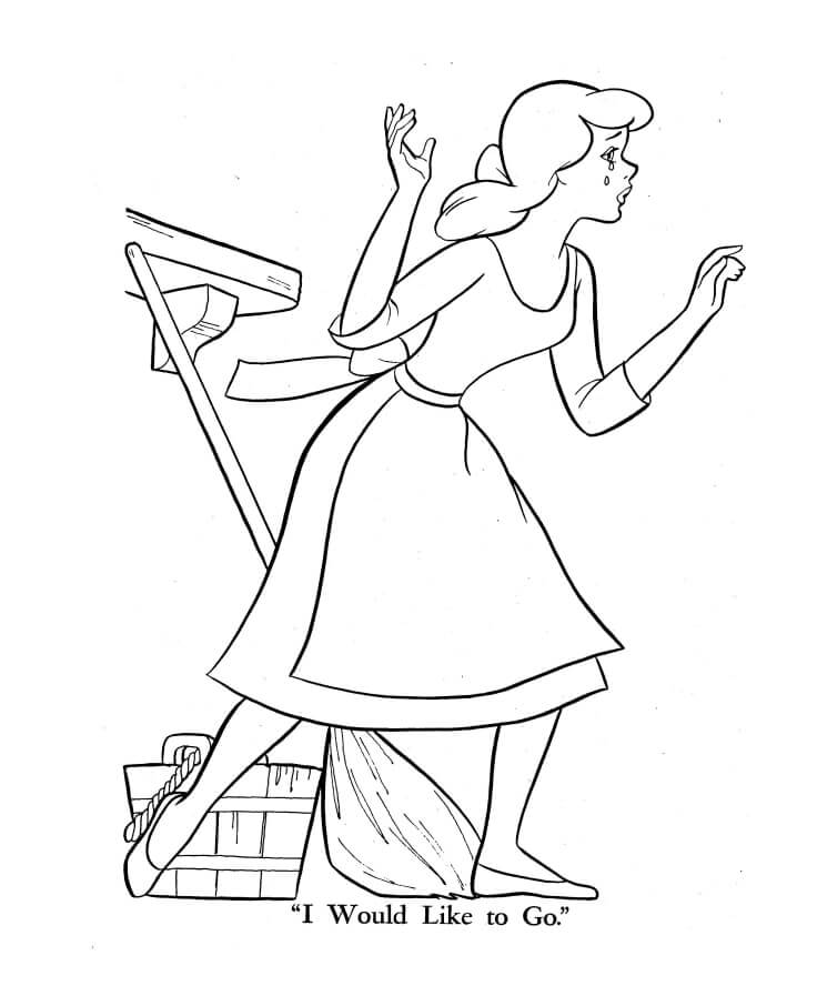Desenho Triste Cinderela para Colorir