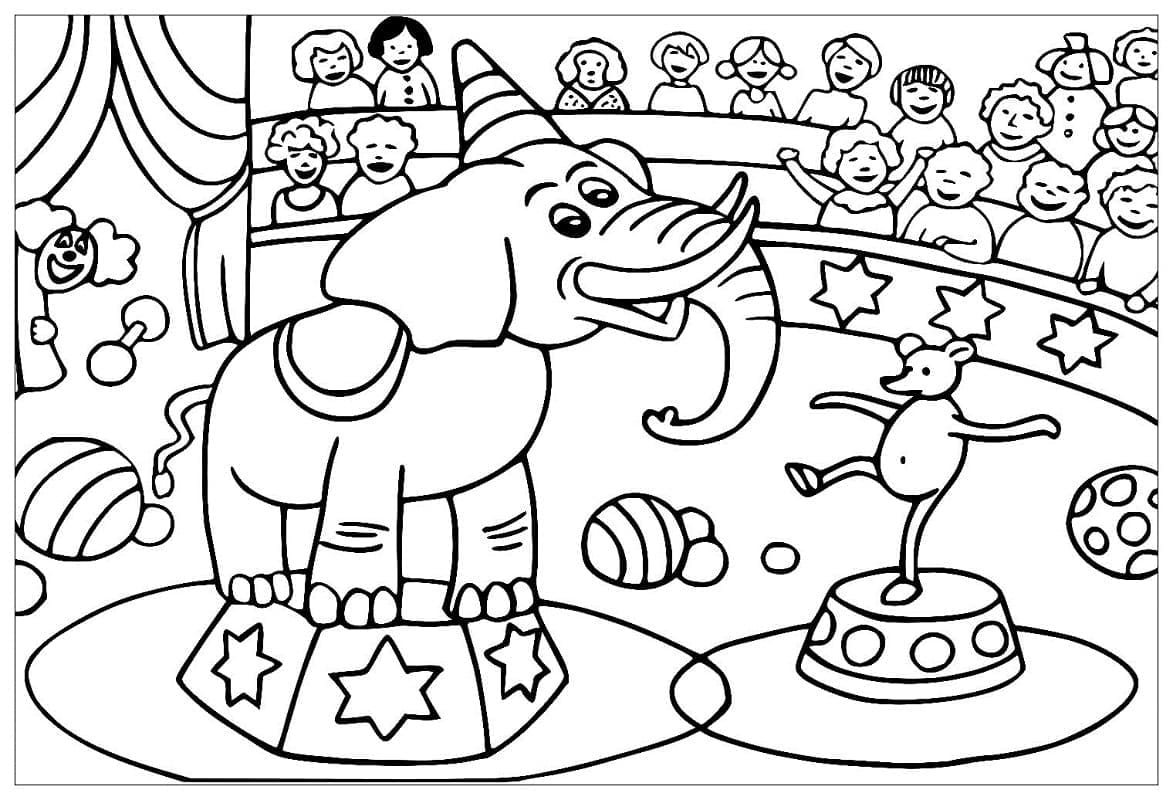 Desenho de Animais de Circo para Colorir