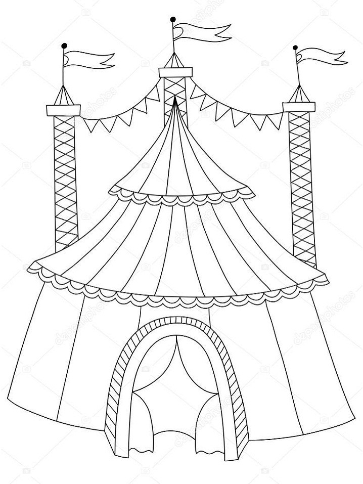Desenho de Circo com Tenda Imprimivel Download