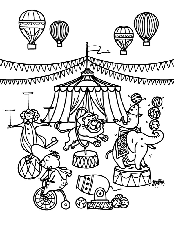 Desenho de Circo para Imprimir Lápis de Cor