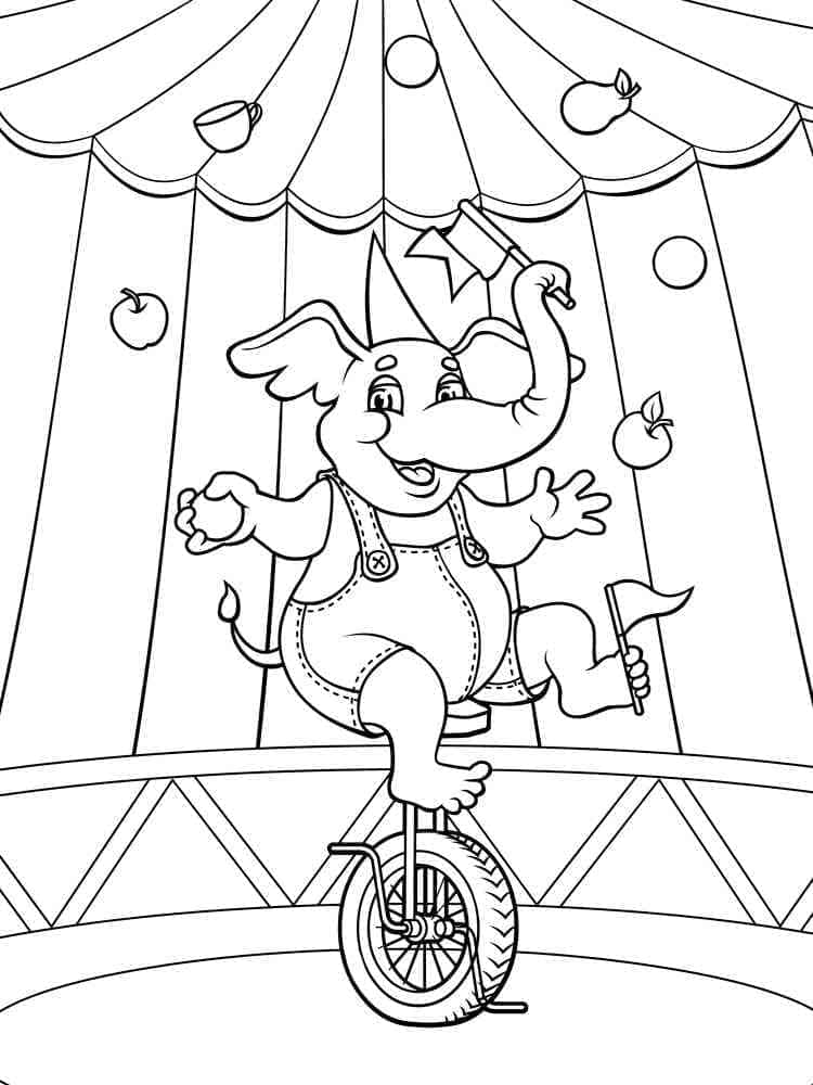 Desenho de Elefante de Circo para Colorir