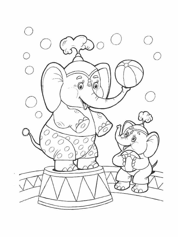 Desenho de Elefantes de Circo para Colorir