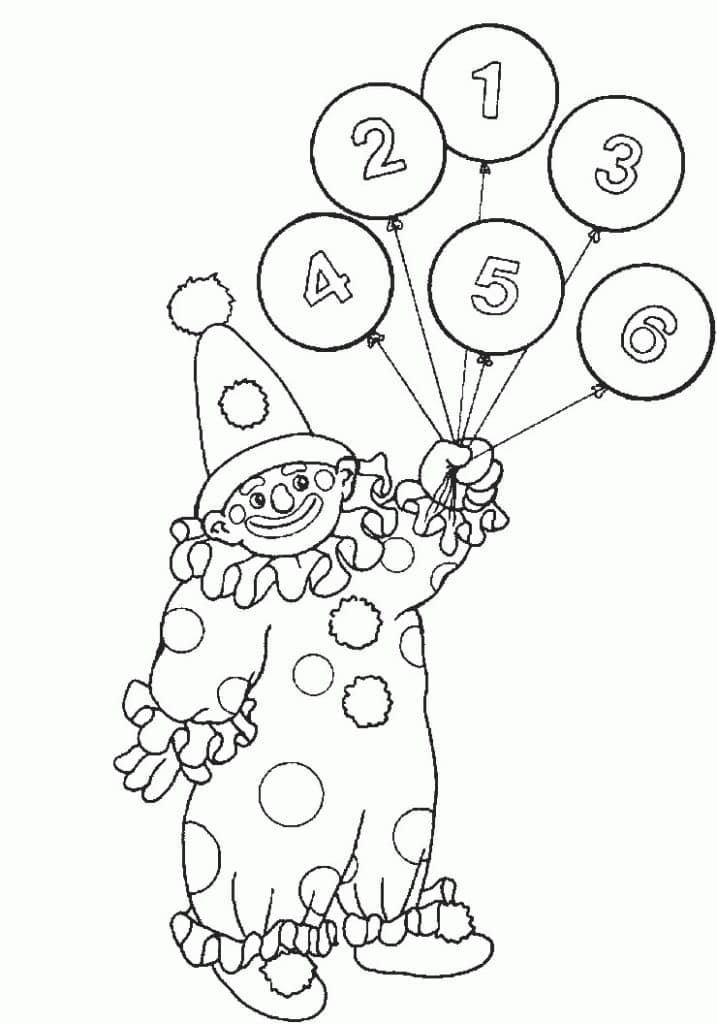 Desenho de Palhaço de Circo e Balões para Colorir