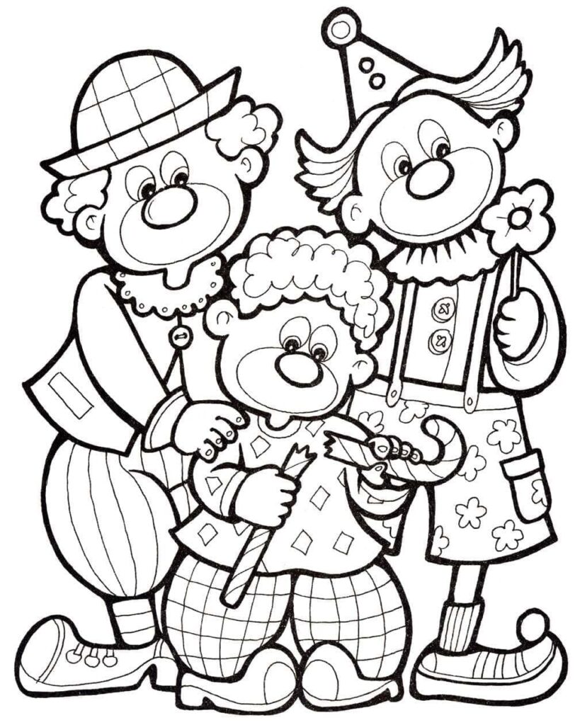 Desenho de Palhaços de Circo para Colorir