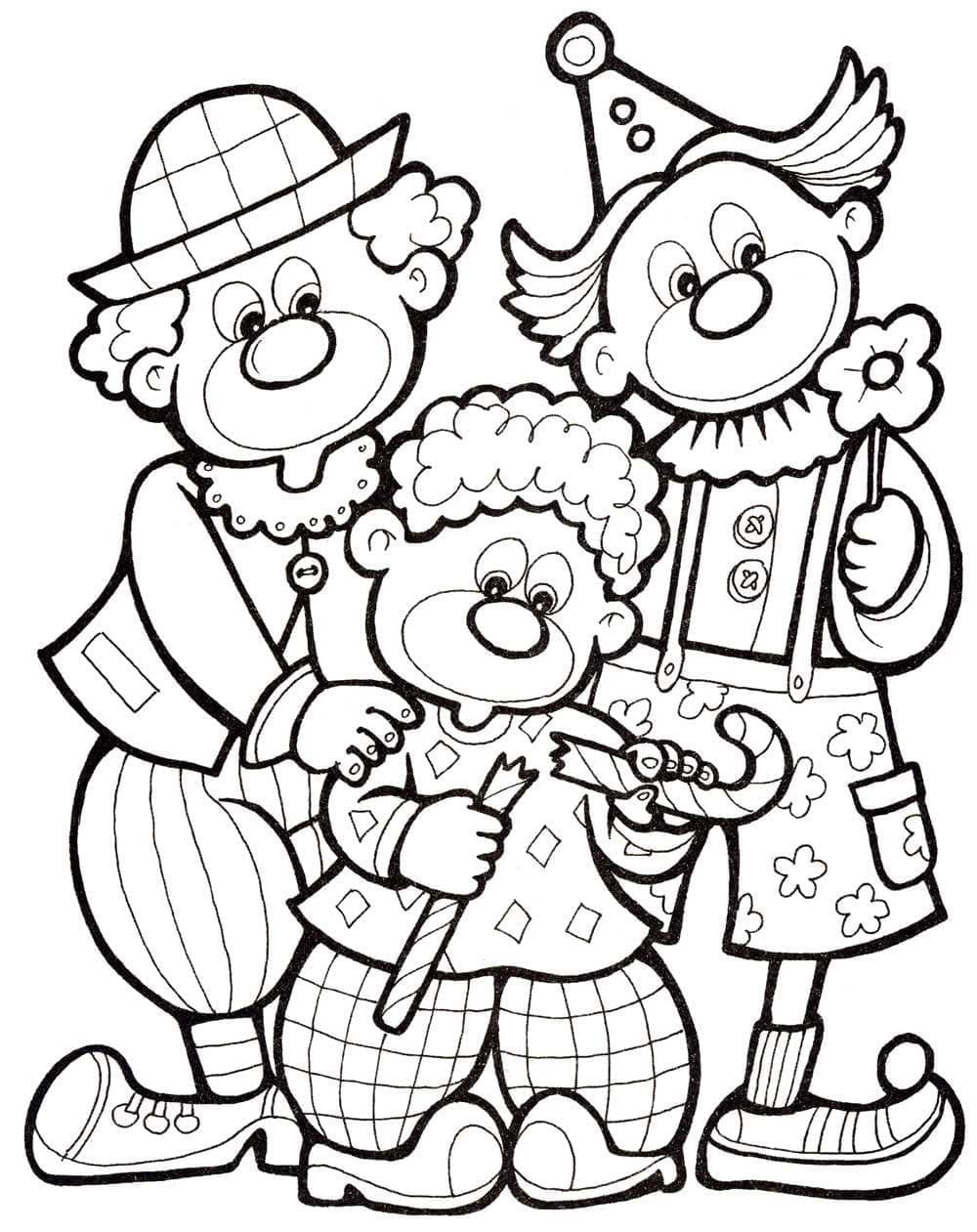 Desenho de Palhaços de Circo para Colorir