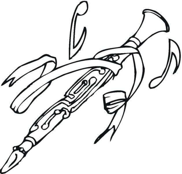 Desenho de Clarinete com Lindo Som para Colorir