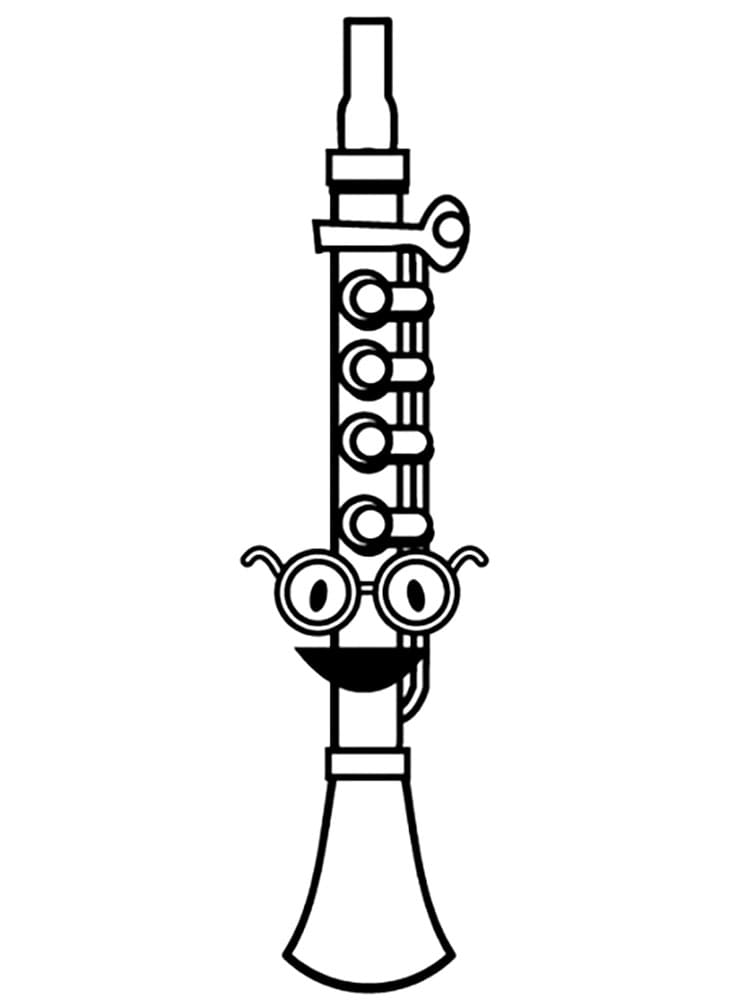 Desenho de Clarinete de Desenho Animado para Colorir