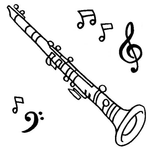 Desenho de Clarinete Musical para Colorir
