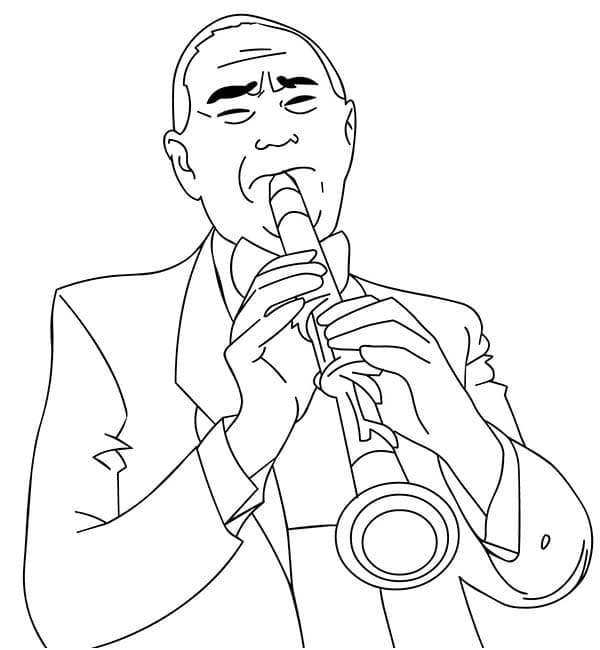 Desenho de Clarinetista para Colorir