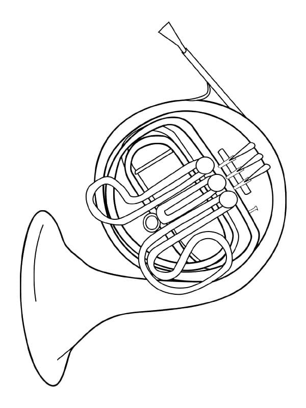 Desenho de Instrumento Musical de Tuba para Colorir