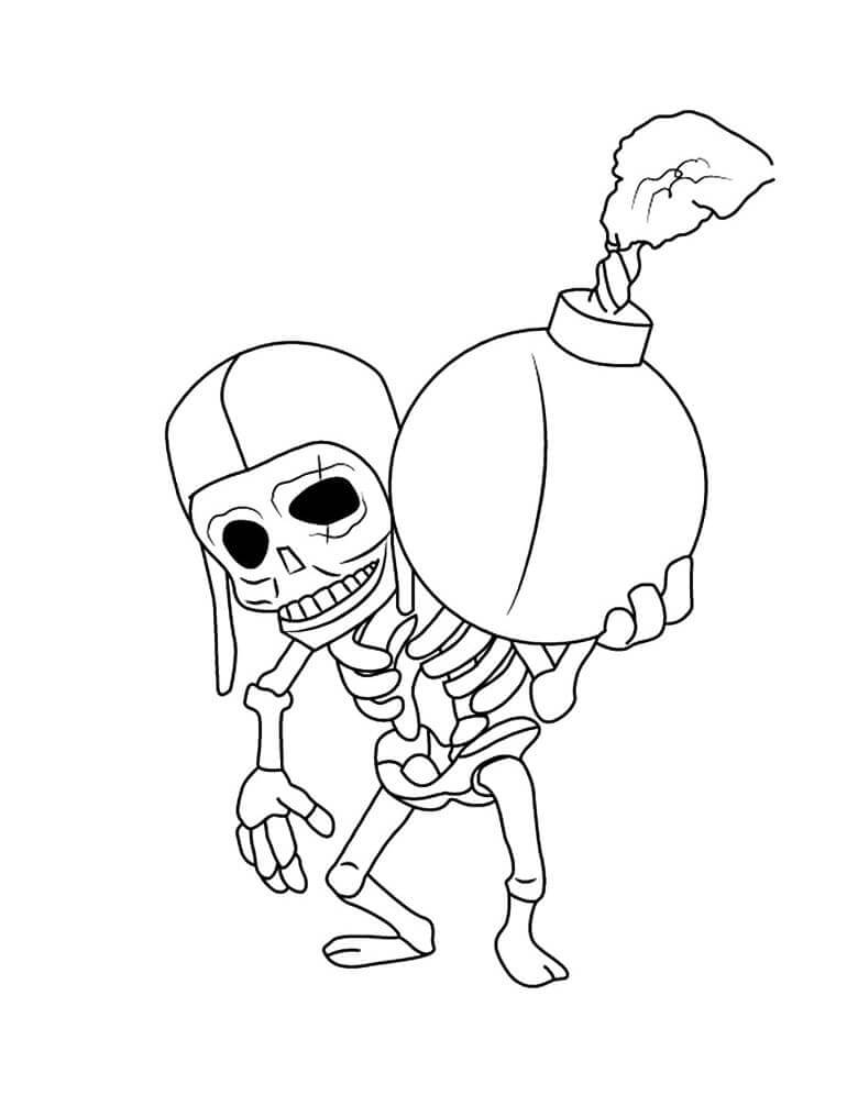 Desenho de Clash Royale com Exército de Esqueletos para Colorir
