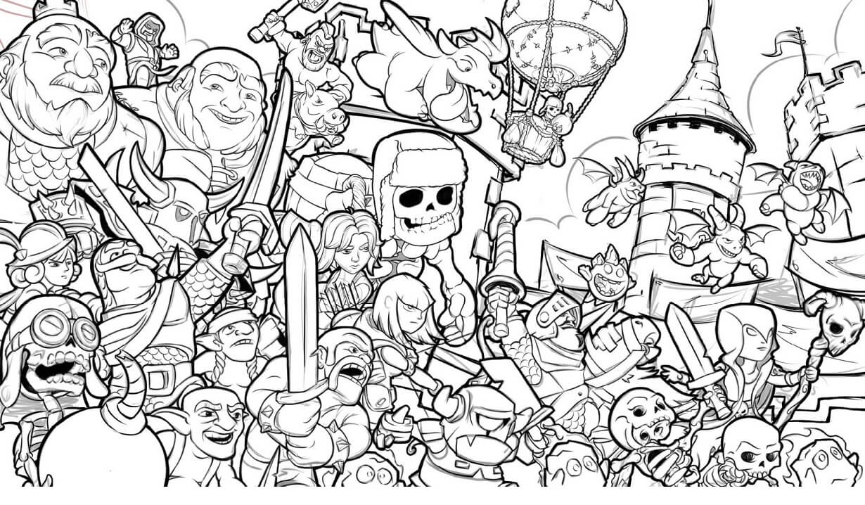 Desenho de Clash Royale com Golem para Colorir