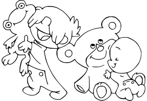 Desenho de Pelusin e Cuquin para Colorir