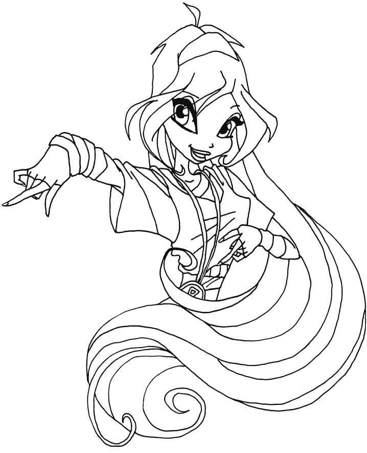 Desenho de Bloom da Clube Winx com Poderes para Imprimir