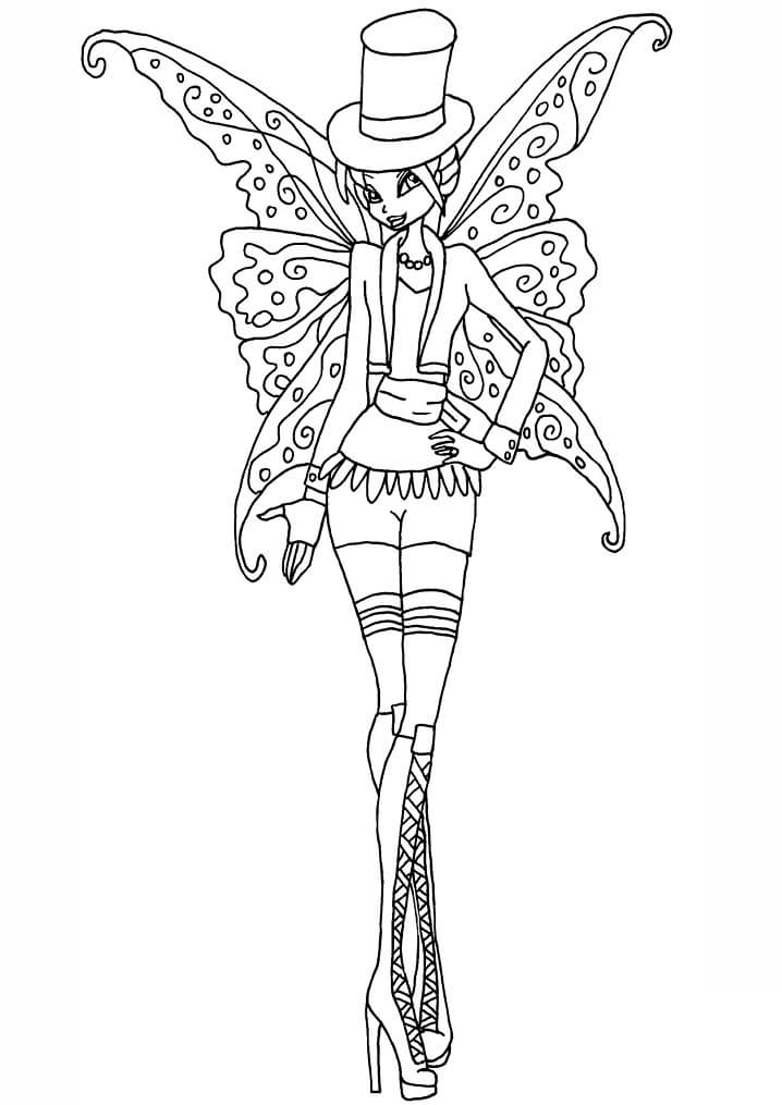 Desenho de Bloom da Clube Winx em Ação para Colorir