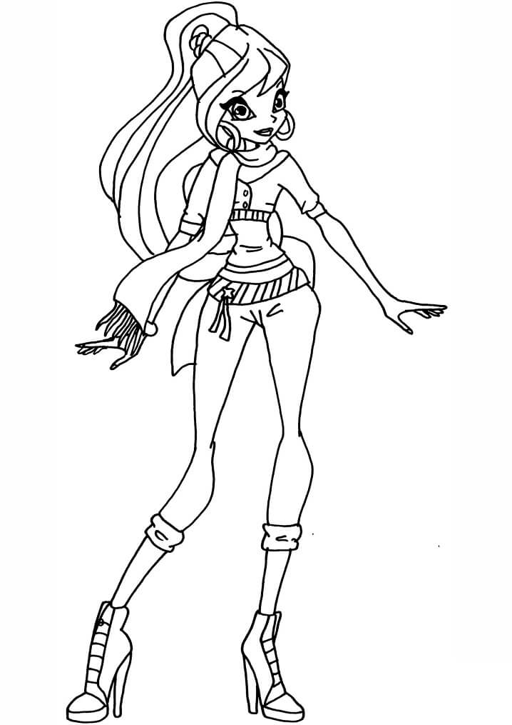 Desenho de Bloom da Clube Winx para Pintar Giz de Cera