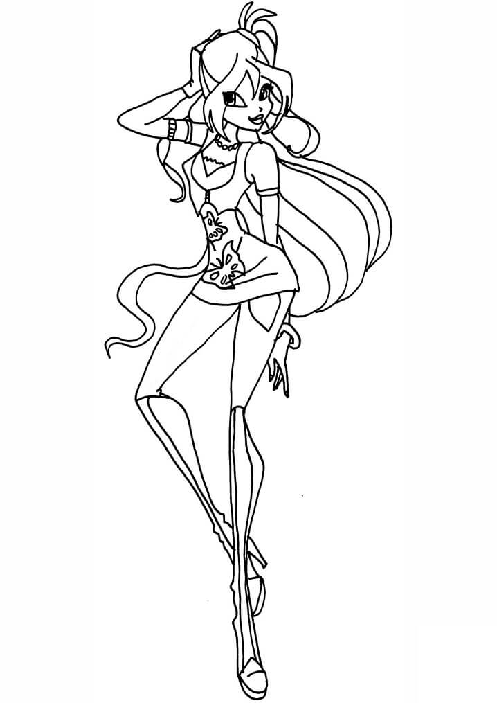 Desenho de Bloom da Clube Winx Simples para Imprimir Lápis de Cor