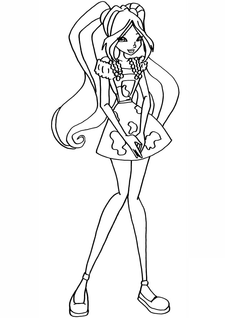 Desenho de Flora da Clube Winx para Pintar Giz de Cera
